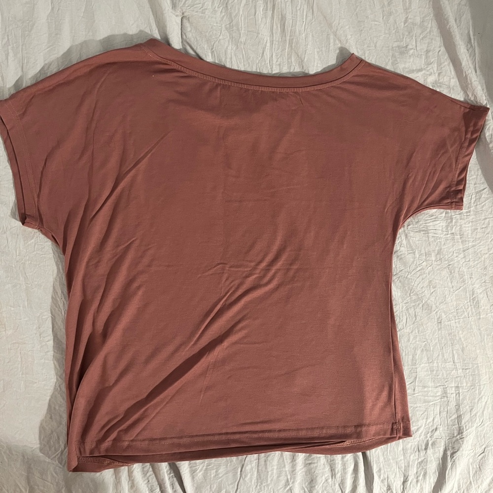 Rose pink off the shoulder t-shirt